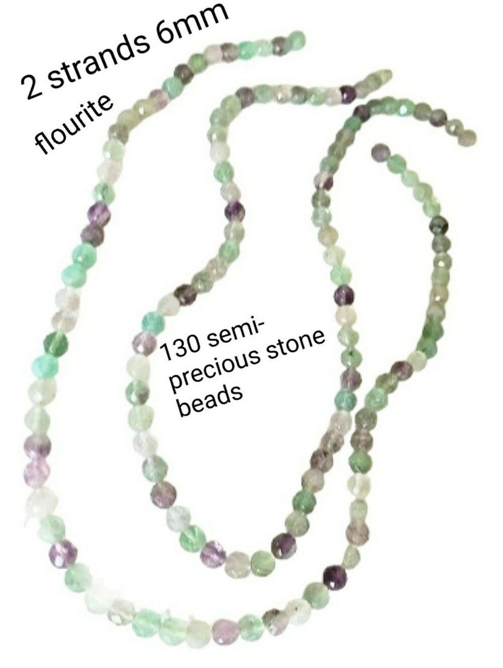 2 Strands Fluorite Faceted Round Beads - 6mm (approx 130 Beads)